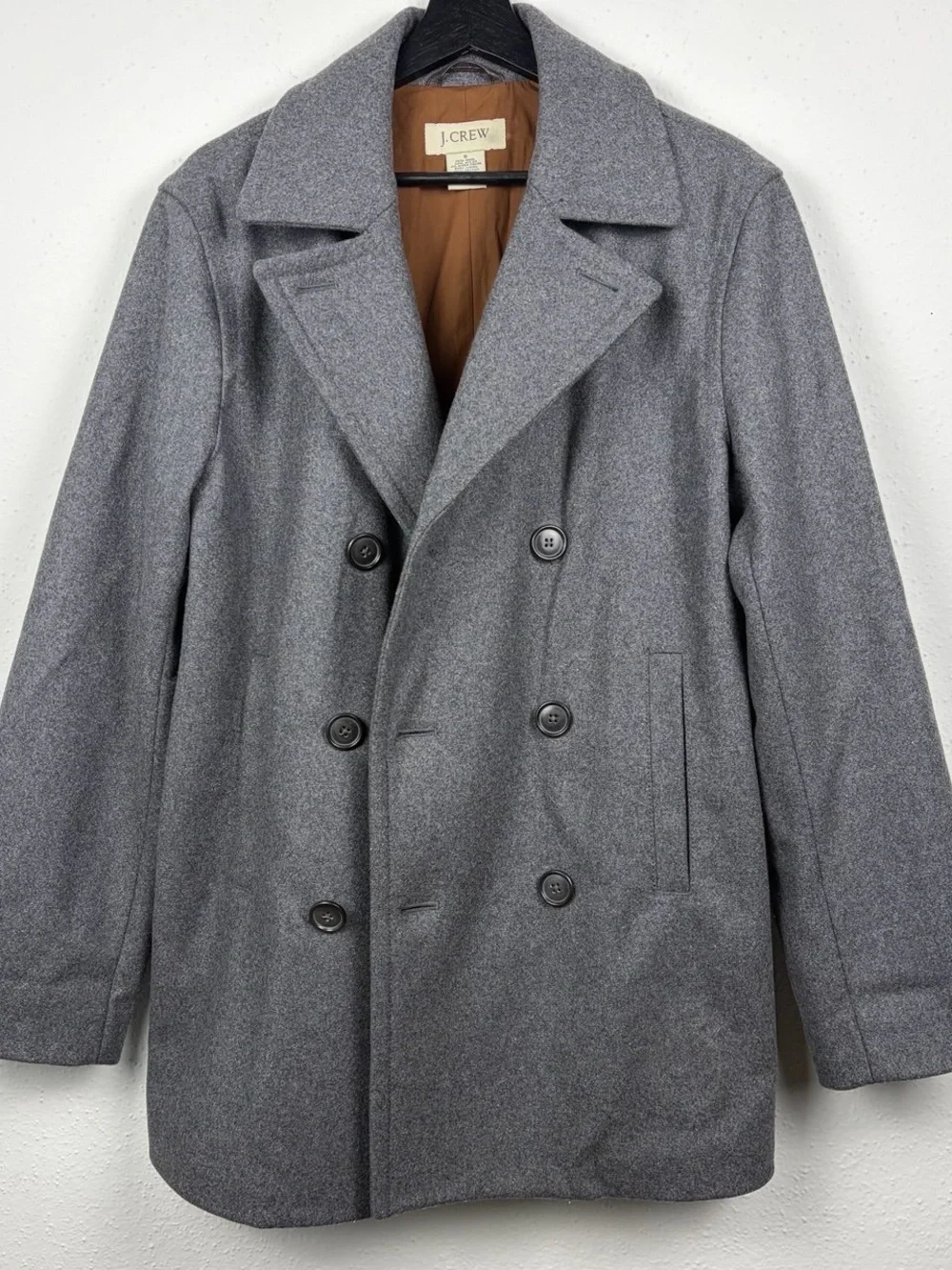 J.Crew Men’s Gray Wool Double Breasted Peacoat Size S